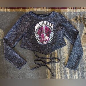 Nashville Music City Records Crop Top Kids L